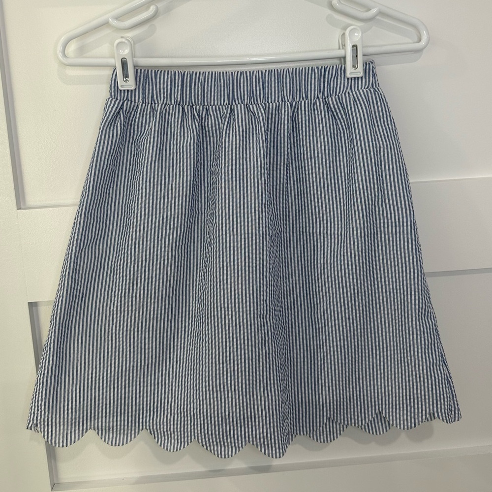 Seersucker Blue & White Striped Skirt